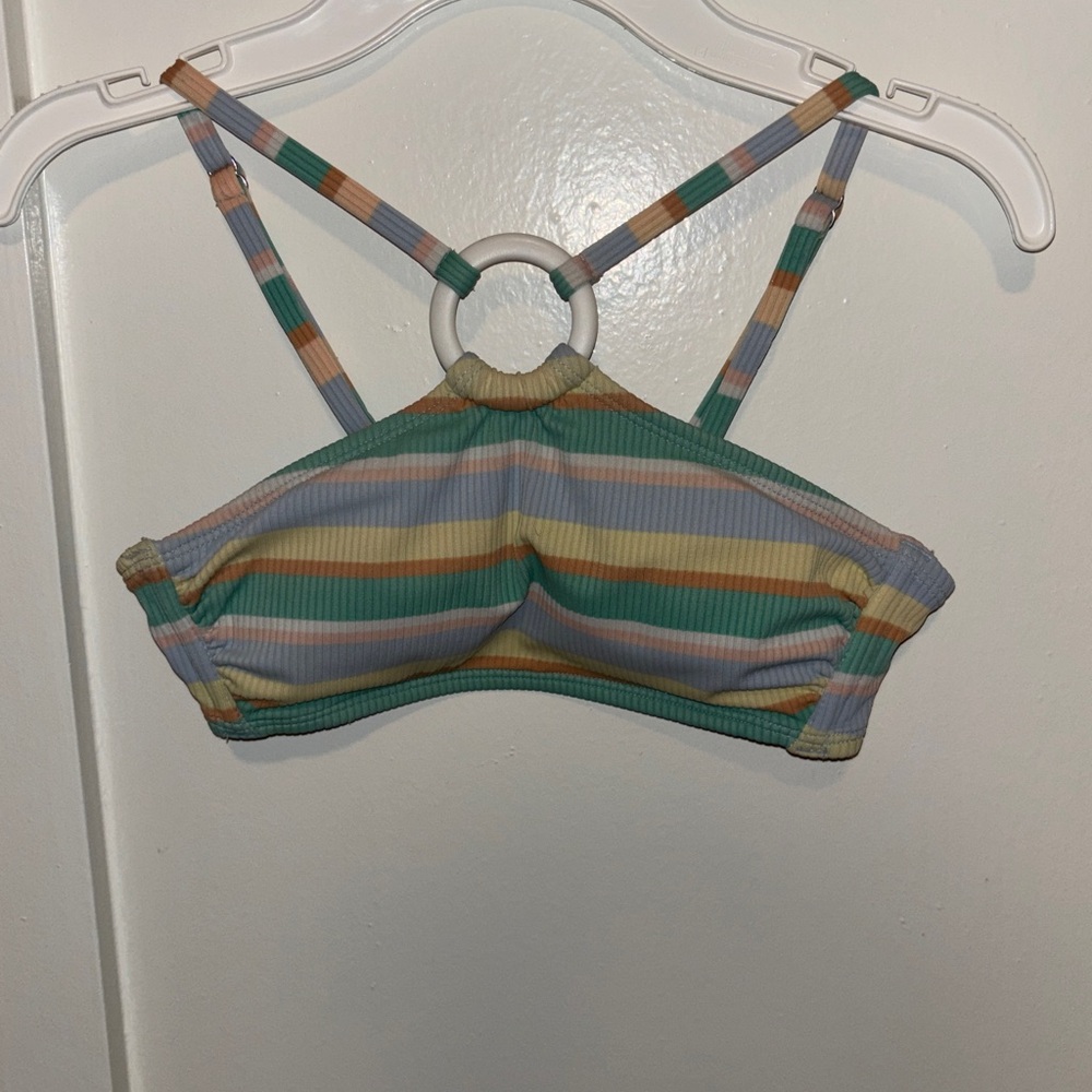 Striped Multicolor Bikini Top - size small